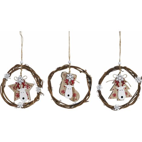 Décorations de Noël DKD Home Decor Bois (3 pcs) (14 x 1 x 18 cm)