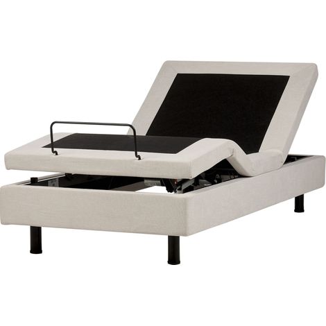 Letto elettrico matrimoniale tessuto beige chiaro regolabile con telecomando senza testiera 90x200 cm Duke II