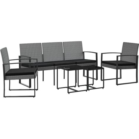 vidaXL Set Pranzo da Giardino 5 pz con Cuscini PP Rattan Grigio Scuro (1/5)