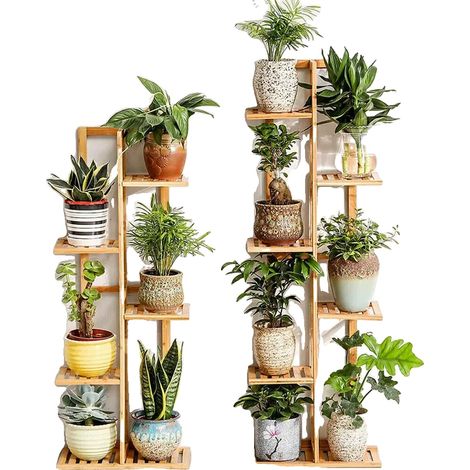 Support de Plantes, 6 Niveaux, Présentation Polyvalente, couleur bois, 5 niveaux (1/2)