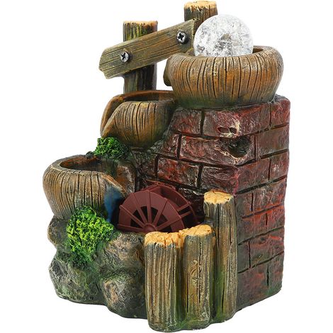 Fontaine de bureau en résine, ornement d'eau fluide, décoration pour la maison ou le bureau, prise UE AC220V-240V (1/5)