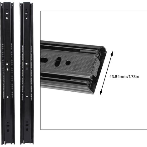 1 paire de glissières à billes en acier de 50,8 cm (20 pouces) pour tiroirs de cuisine et de chambre, noires (1/5)