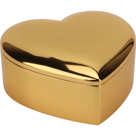 Coffret à bijoux en forme de cœur doré en alliage de zinc métal poli intérieur velours antique organiseur de bagues pour filles (1/5)