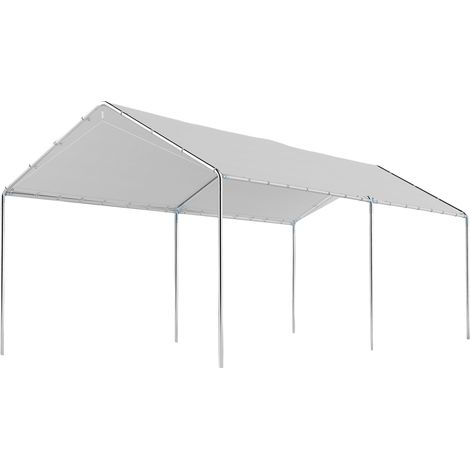 Carport auvent pour voiture 6 x 3 m acier galvanisé robuste PE haute densité blanc (1/5)