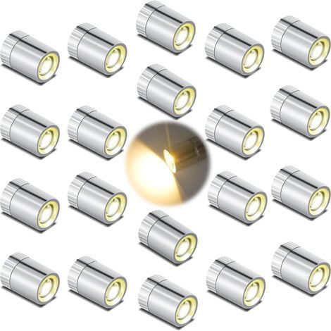 Guirlandes lumineuses électroniques LED multicolores - Cylindres rotatifs électroplaqués, blanc chaud, éclairage continu-Lot de 20 (1/5)