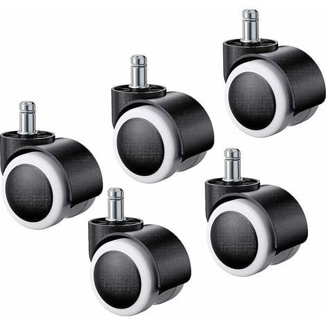 5pcs Roulette pour Chaise de Bureau,Roulettes pour Sols Durs Universelles Remplacement Roulette Fauteuil Bureau pour Siège de Bureau, Sols Stratifiés, Parquets, Carrelages 11X22mm (1/5)