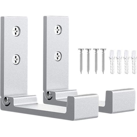 Lot de 2 crochets muraux pliables en alliage d'aluminium résistant à la rouille avec 4 vis pour accrocher manteaux, sacs et chapeaux (argent mat) (1/5)