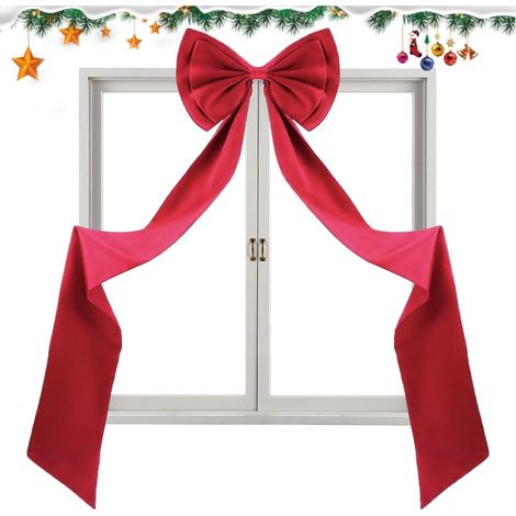 Noeud De Sapin De Noël,Satin 190 Centimètres Avec Ruban Long Noeud Géant Pour Le Sommet De L'Arbre De Noël - Pour Mariage Anniversaire Mur Porte D'Entrée Salon Intérieur Extérieur Jardin (1/5)