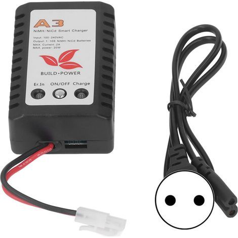 Chargeur intelligent 20 W pour piles NiMH/NiCd 6 V à 9,6 V – Indicateur LED, tension universelle 110–240 V, prise UE (1/5)