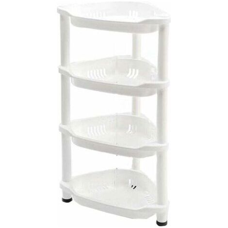 QORVA-Étagère de Douche D'angle Antirouille Blanc étagère de Cuisine Meuble de Rangement de Salle de Bain 4 étages-Fei Yu