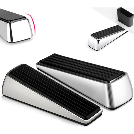 Door Stopper - Heavy Duty Rubber Wedge - For Hardwood Tile Concrete Floors - Indoor Door Hold Open Solution - Set Of 2 (1/5)