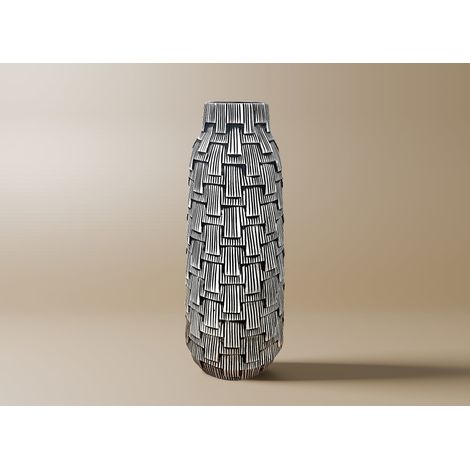 Vase contemporain en polyrésine noir et blanc H43 cm INAYA (1/2)