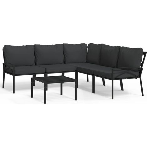 Maison Exclusive - Set Salotto da Giardino 6pz con Cuscini Grigi in Acciaio (1/5)