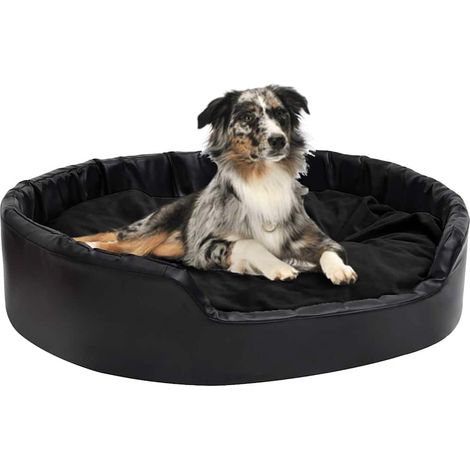 Lit pour chiens Noir 99x89x21 cm Peluche et similicuir (1/5)