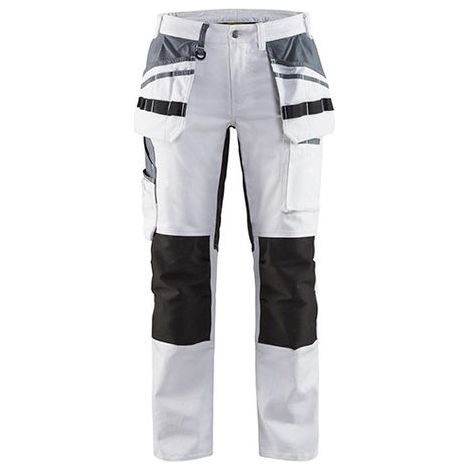 Pantalon de travail peintre stretch femme 7910 - Blanc/Noir XS - FR(34) - SE(C32) - Standards (1/2)