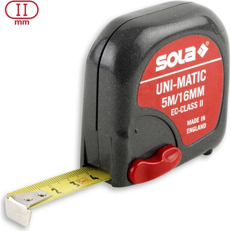 Sola Rollmeter (Bandmaß) Unimatic 5 m mit EG-Prüfzeichen Messband mit Gürtelclip (1/3)