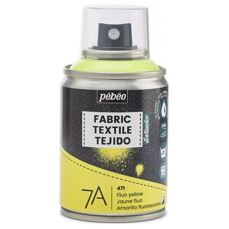 Peinture textile en bombe - PEBEO - Jaune fluo - Intérieur - 100 ml