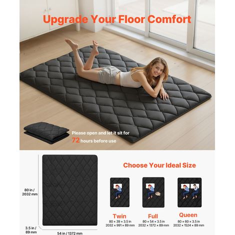 Matelas Futon Taille Lit Double, Matelas de Sol Japonais Pliable, Tatami Doux pour Dormir Yoga Méditation et Relaxation, 203,2x137,… (1/5)
