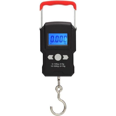 Fishing Scale, 50kg Hanging Luggage Scale, Electronic Fishing Scale with Backlit LCD Screen, Suitable for Outdoor Fishing (Black) (1/5)