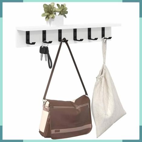 874355 Porte-manteau mural Blanc 60 x 10,5 x 10,5 cm Bois d'ingénierie (1/5)