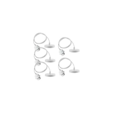 Lot de 5 suspensions de lampe E27 - Câble réglable de 150 cm avec anneau à vis amovible - Suspension de lampe E27 avec anneau à vis - Douille de lampe avec anneau de fixation - Lampe suspendue