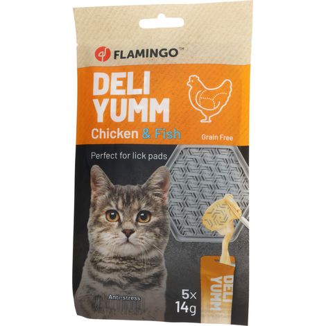 Friandise Deli Yumm Pâté Anti-stress au Poulet et Poisson 5 x 14 g (70 g) pour Chat - Flamingo