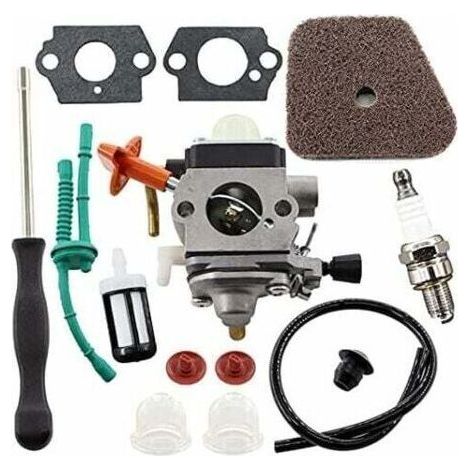 Lot de 2 kits carburateur compatible avec débroussailleuses Stihl FS87, FS90, FS100, FS110, FS130, HL95, HL100, HT100, HT101, KM90, KM100 et KM110, remplace 4180-120-0610, filtre à air et tournevis in (1/2)