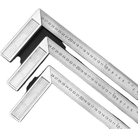 Escuadra angular de 30 mm con medición a 90 grados, fabricada en acero inoxidable, ideal para trabajos de carpintería y como herramienta de medición de precisión. (1/2)