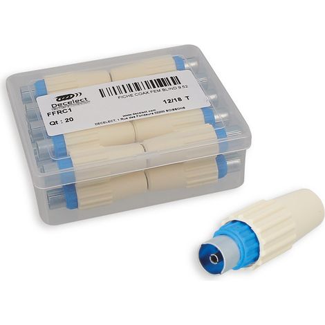 Boite 20 Fiches Coaxiales Femelles 9.52mm