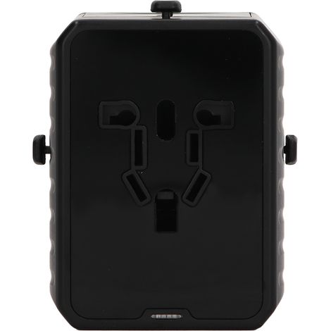 Adaptateur de voyage universel USB C prise internationale 100-240VAC convertisseur multiprise noir (1/5)