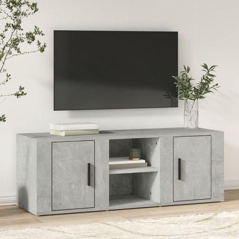 Meuble TV - Armoire de TV Banc TV pour Salon Gris béton 100x31,5x35 cm Bois d'ingénierie -FR34266 (1/5)