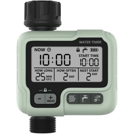 Programmateur Arrosage Minuterie Irrigation IPX5 Imperméable Arroseur Automatique Manuel avec Grand Écran LCD Facile Installation (1/4)
