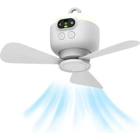 Ventilateur solaire de 45 cm (18 pouces), ventilateur de plafond extérieur portable de 12 000 mAh avec lumière, télécommande et crochet, lampe ventilateur à piles facile à utiliser. Version de charge (1/5)