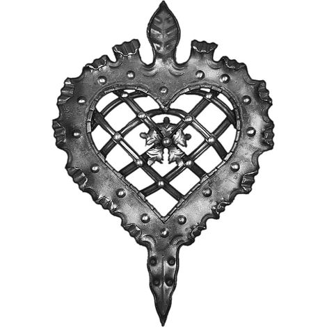 Panneau coeur style médiéval - Hauteur 510mm Largeur 370mm - Fer forger - À souder - DECO FER FORGE (1/3)