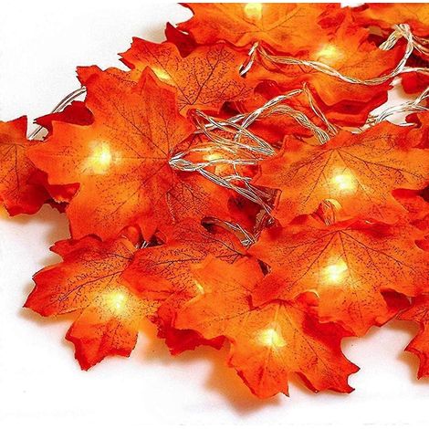 Couronne d'automne, décoration automnale, guirlande lumineuse de 3 m (20 guirlandes), couronne de feuilles d'automne, décoration d'Halloween et de Noël, décoration de Thanksgiving, décoration murale (1/5)
