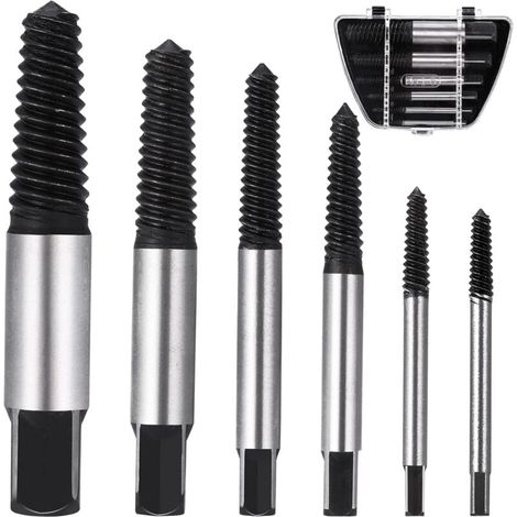 Extracteur de Vis M3-M22, 6 Pièces Extracteurs de Vis Cassé, Tourne a Gauche Extracteur avec Boîte de Rangement pour Enlever Vis Rouillées, Coincées ou Abîmées (1/5)