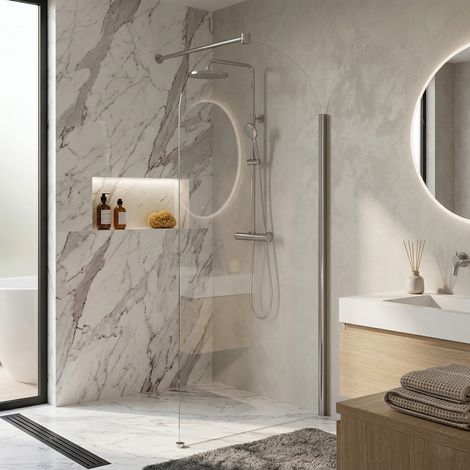 Paroi de douche italienne Clear - 120 x 195 cm - Chrome - SIENA (1/5)