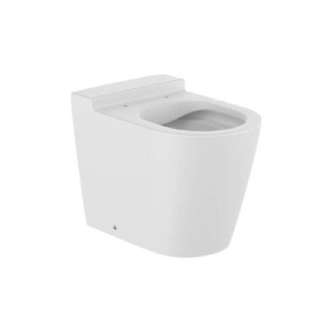 Taza Rimless® adosada a pared con salida dual para tanque alto o empotrable ROUND INSPIRA - ROCA Color: Blanco mate (1/3)