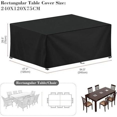 Funda para muebles de jardín 240x120x75cm – Tejido Oxford 420D impermeable – Protección UV y contra el viento – Correas ajustables (1/5)