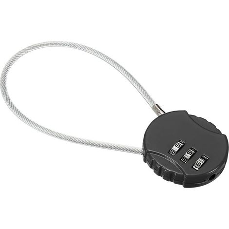 Schwarzes Zahlenschloss, 3,7 cm breit, 5 cm Innenhöhe, wiederverwendbares 3-stelliges Sicherheitsschloss für Reisetaschen. (1/5)