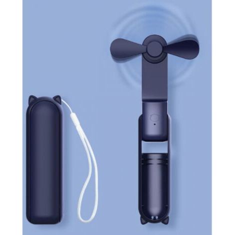 Ventilateur de poche, mini ventilateur portable, batterie rechargeable USB [14-21 heures], pliable et silencieux, avec batterie externe et lampe torche intégrées - Bleu-AquaForge (1/5)