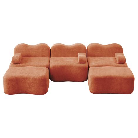 Canapé Panoramique Modulable en U 2 Poufs Inclus 288x167x70cm Orange (1/5)