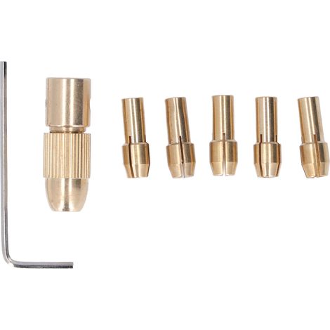 Lot de 7 mini-mandrins de perçage en laiton à 4 mors pour mini-perceuses et meuleuses électriques (1/5)