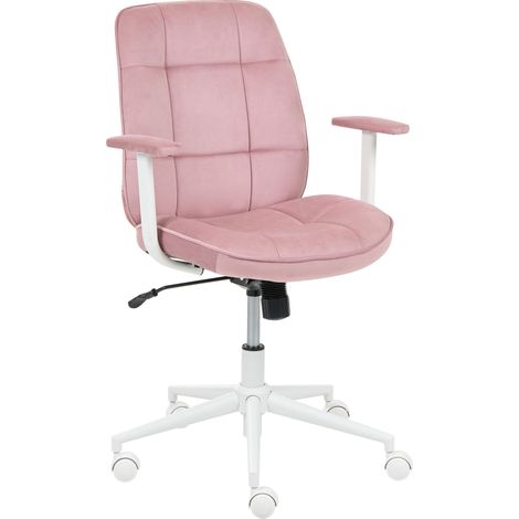 Office Chair Pink Velvet Fabric Swivel Adjustable Height with Armrests Home Office Study Traditional Modern CARLTON (1/5)
