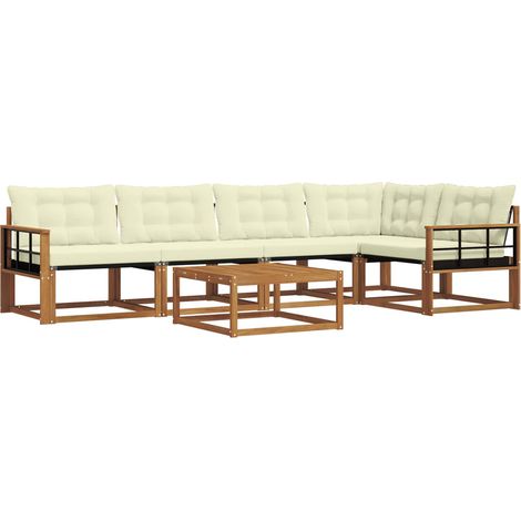 Conjunto de sofás de exterior con cojín 6 pcs Natural y Crema vidaXL (1/5)