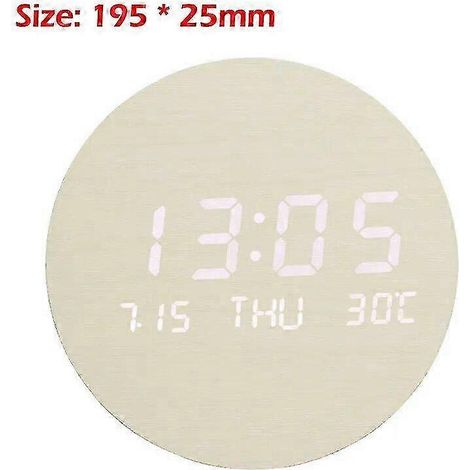 Horloge murale numérique LED, affichage multifonctionnel de la température, de la date et de l'heure, réveil silencieux, convient aux chambres et aux salons, blanche, taille 11. (1/5)