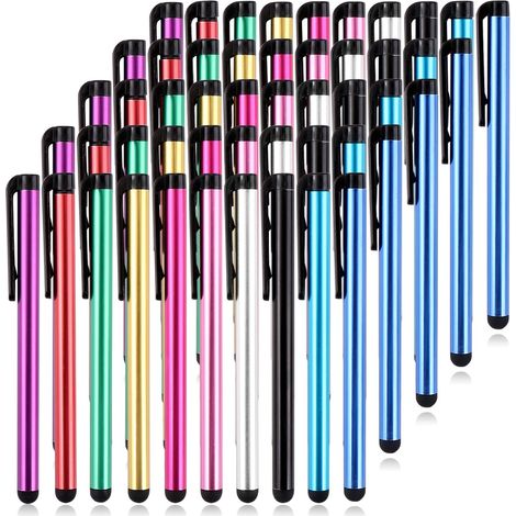 50 Pièces Stylet, Stylet Capacitifs Universels pour iPhone Pro, Air, Mini, Samsung Galaxy, Huawei, Tablettes et Tous Les Smartphones, 10 Couleurs