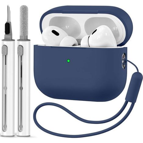 Silikonhülle für AirPods Pro 2 (2. Generation, 2022), Schutzhülle [mit Band], stoßfestes Etui, [Rundumschutz] - Blau (1/5)