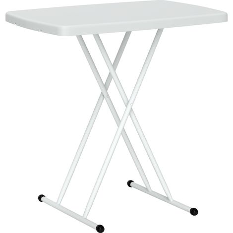 Höhenverstellbarer Gartentisch 76x50x74 cm, klappbar, Kunststoff, rechteckiger Balkon- & Beistelltisch, belastbar bis 50 kg, für Outdoor & Indoor, Weiß