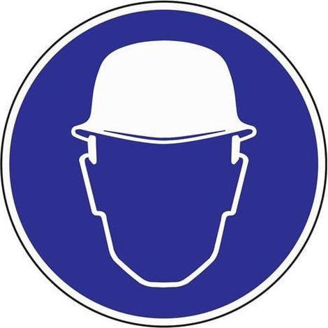 Señal de  obligación protección  para la  cabeza D.200mm  lámina autoadhesiva  azul/blanco
